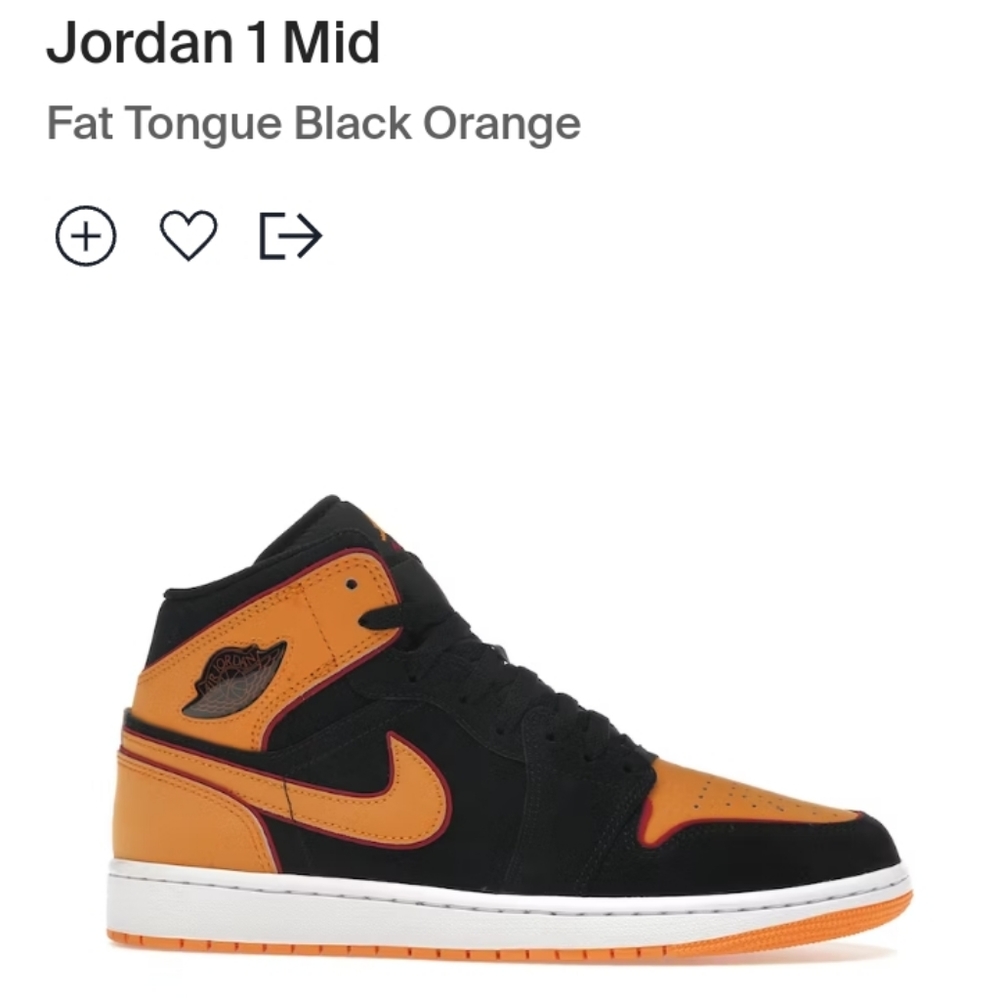 Nike Air Jordan 1 Mid Fat Tongue Black Vivid Orange - Men's Size 11 Shoes - Picture 2 of 12
